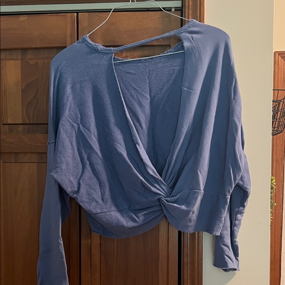 Aerie Indigo Twist Front Blouse